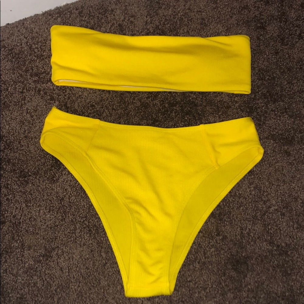 Ribbed Bandeau Bikini Set